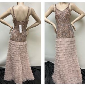Aidan Mattox 💕BLUSH 💕V-Neckline beaded shutter sleeveless long gown